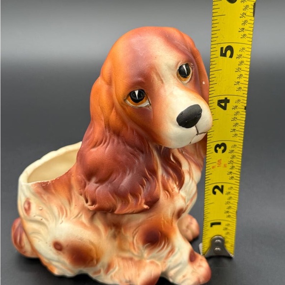 Ceramic Dog Planter - Brown and Cream Planter - Picture 2 of 4